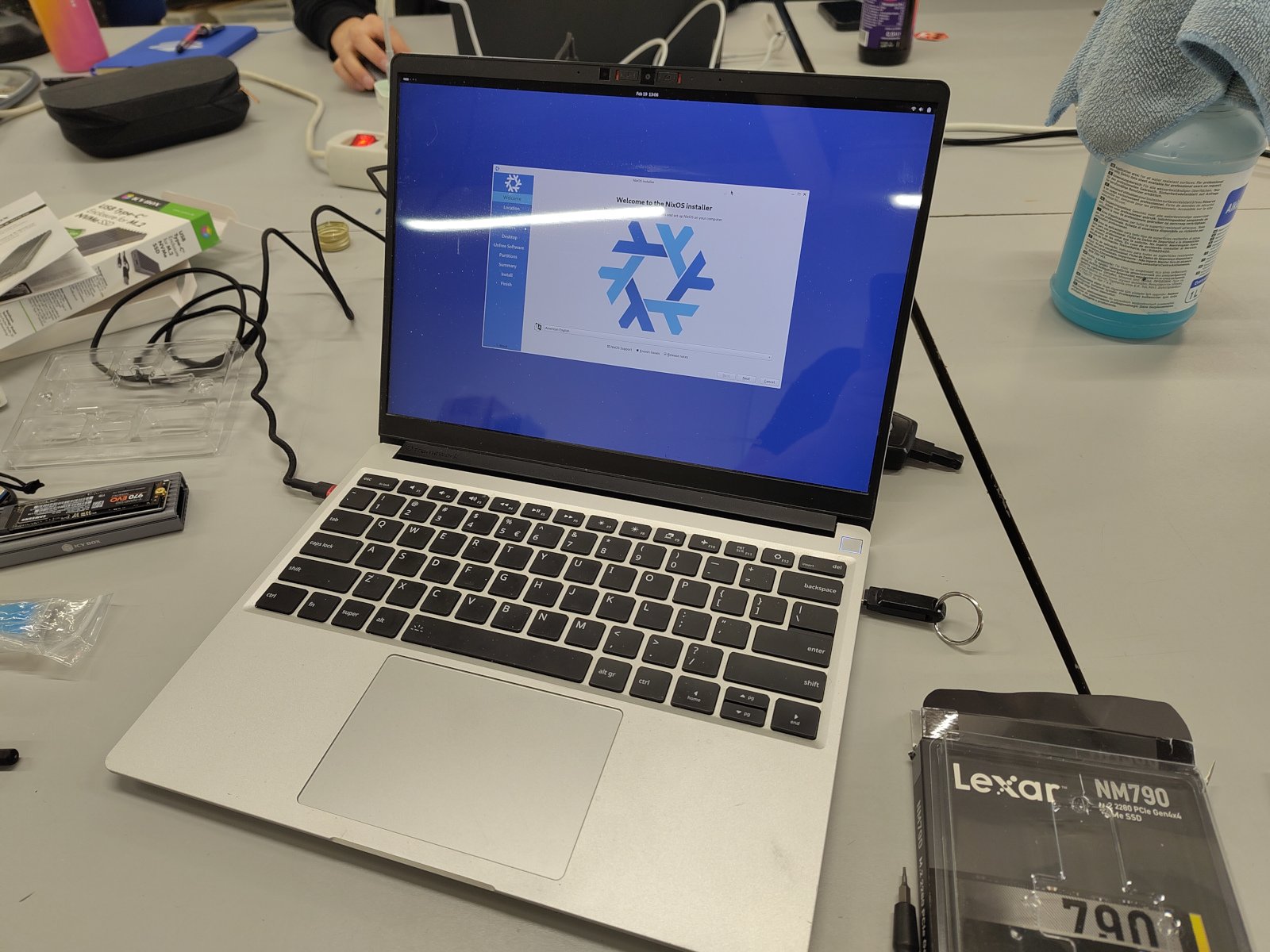 Photo of the NixOS installer on my laptop